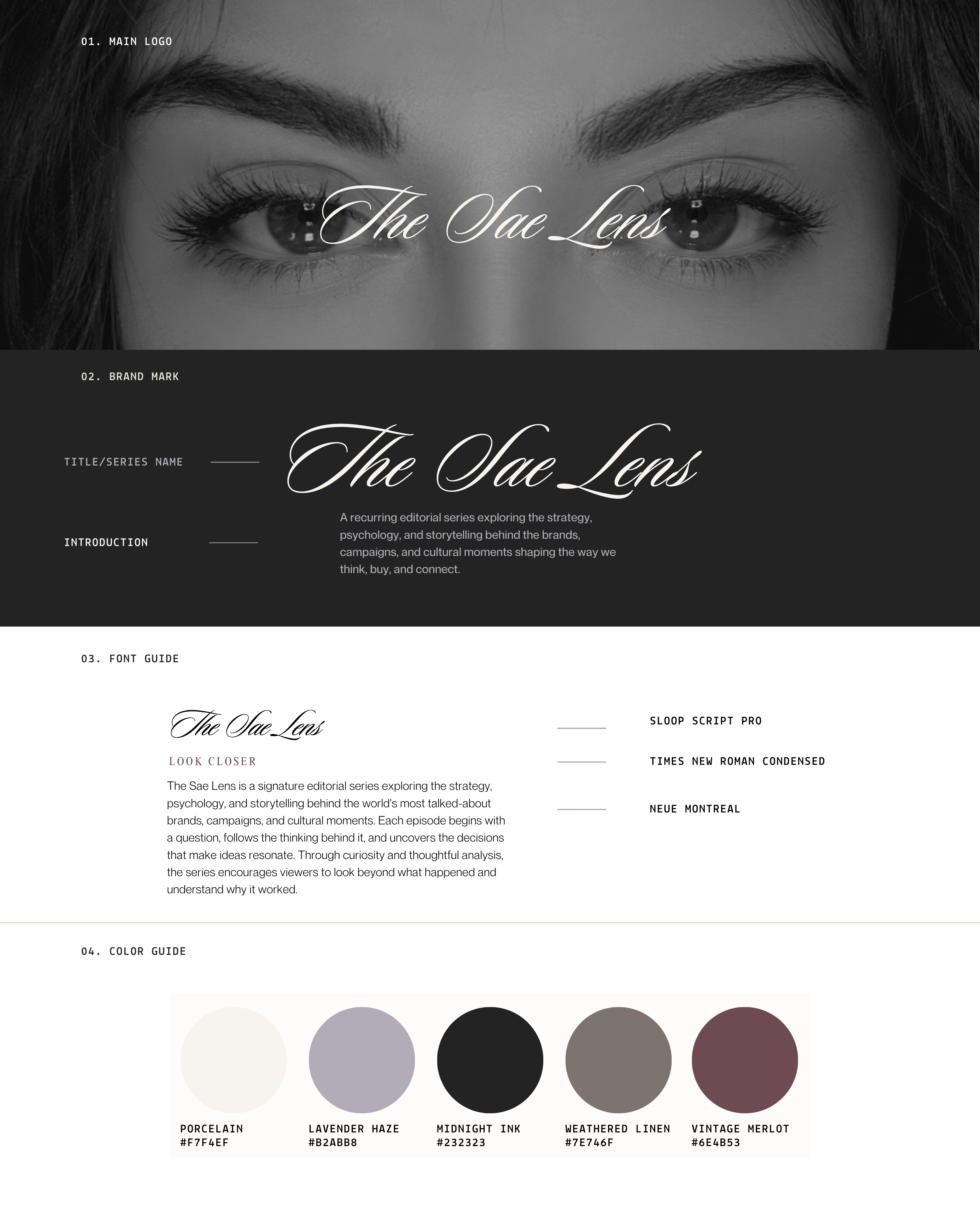 The Sae Lens branding board preview